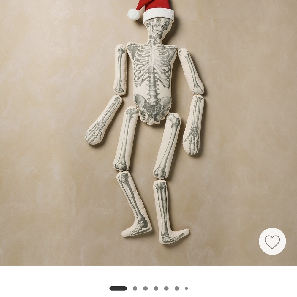 Festive Skeleton Wall Decor with Santa Hat